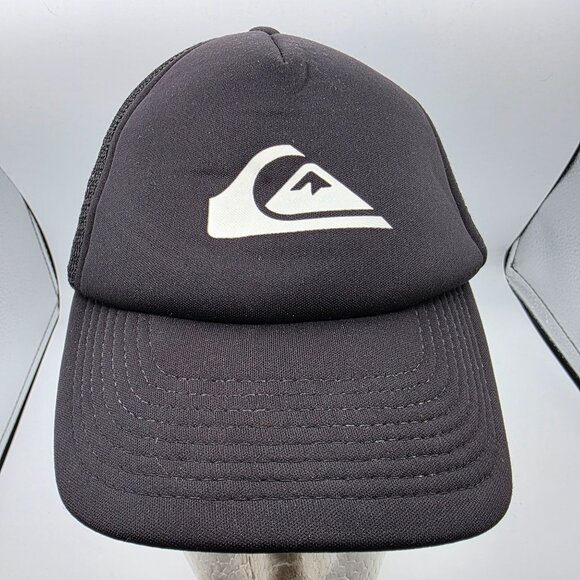 Quiksilver Grounder Hat Mens Black Mesh Logo Trucker Hat Cap Classic Style - Picture 1 of 9